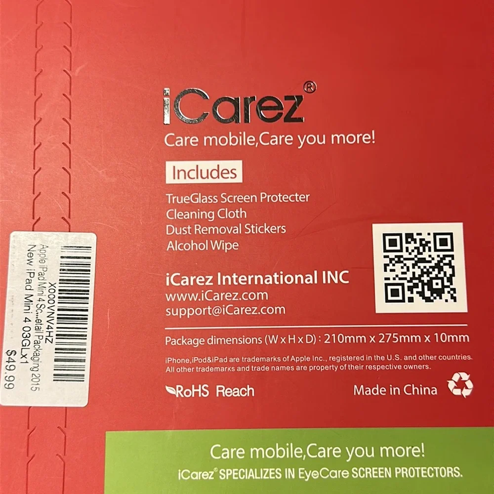 Icarez true glass iPad mini 4 HD screen protector kit scratch proof impact